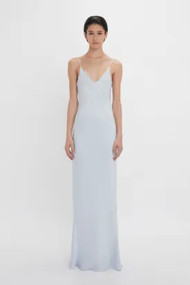 Ice Blue Floor-Length Cami Dress with Exclusive Lace Detailing