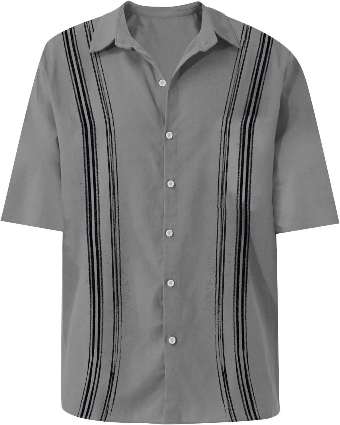 Fashion Hawaiian Short Sleeve Shirts Mens Button Down Beach Plain Floral T-Shirt Spread Collared Textured Travel Tops