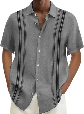 Fashion Hawaiian Short Sleeve Shirts Mens Button Down Beach Plain Floral T-Shirt Spread Collared Textured Travel Tops