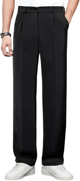 Fleurosta Mens Pants, Ice Silk Thin Summer Straight Drape Casual Suit Trouser