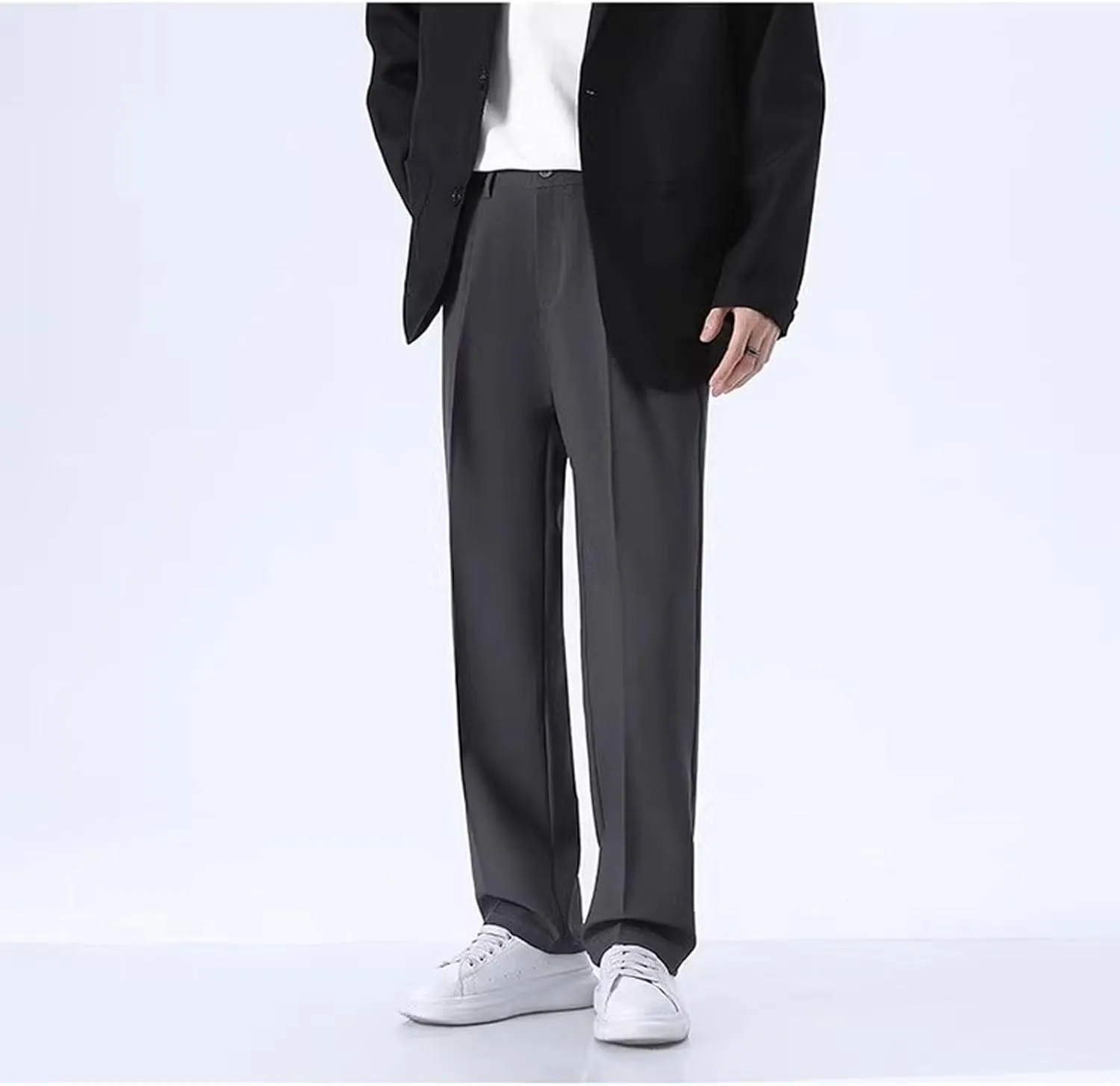 Fleurosta Mens Pants, Ice Silk Thin Summer Straight Drape Casual Suit Trouser