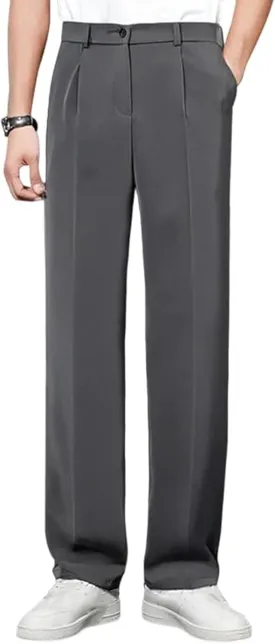 Fleurosta Mens Pants, Ice Silk Thin Summer Straight Drape Casual Suit Trouser