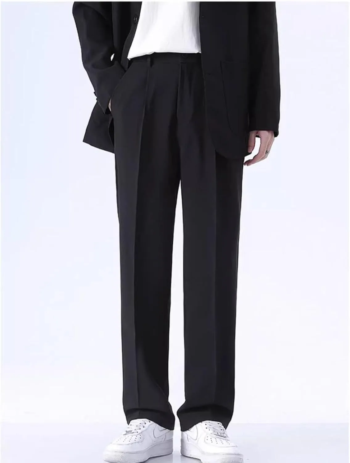 Fleurosta Mens Pants, Ice Silk Thin Summer Straight Drape Casual Suit Trouser
