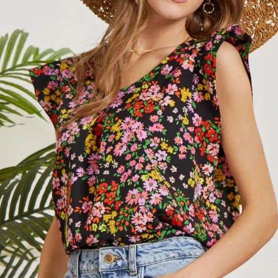 Garden Day Floral Printed Flowy Top
