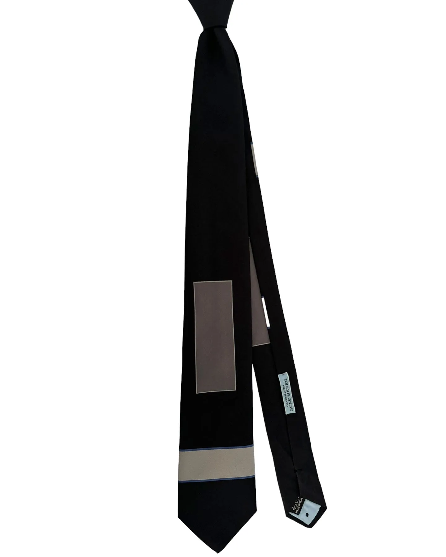 Gene Meyer Tie Black Gray Design - Hand Made in Italy