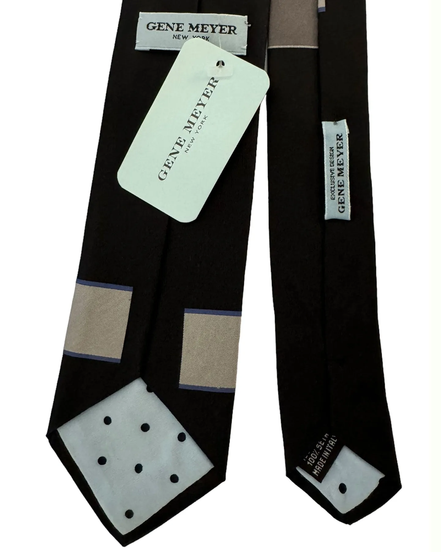 Gene Meyer Tie Black Gray Design - Hand Made in Italy