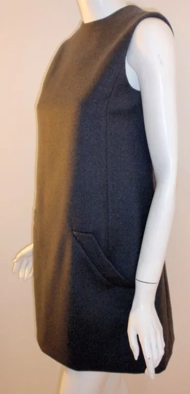 Vintage 1960s Geoffrey Beene Gray Wool Sleeveless Dress - Elegant Retro Fashion