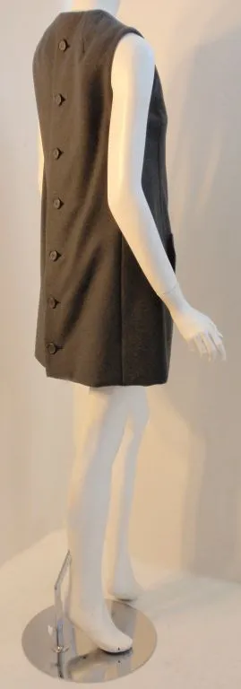Vintage 1960s Geoffrey Beene Gray Wool Sleeveless Dress - Elegant Retro Fashion