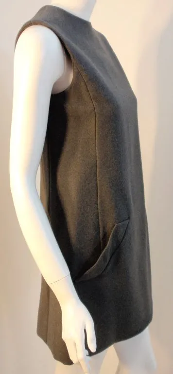 Vintage 1960s Geoffrey Beene Gray Wool Sleeveless Dress - Elegant Retro Fashion