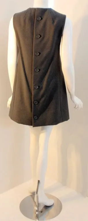 Vintage 1960s Geoffrey Beene Gray Wool Sleeveless Dress - Elegant Retro Fashion