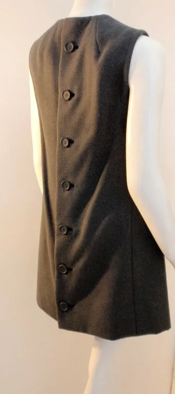 Vintage 1960s Geoffrey Beene Gray Wool Sleeveless Dress - Elegant Retro Fashion