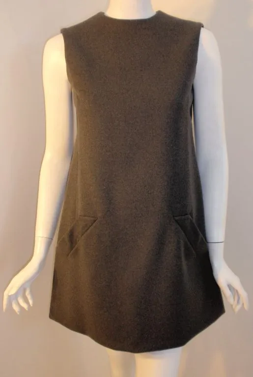 Vintage 1960s Geoffrey Beene Gray Wool Sleeveless Dress - Elegant Retro Fashion