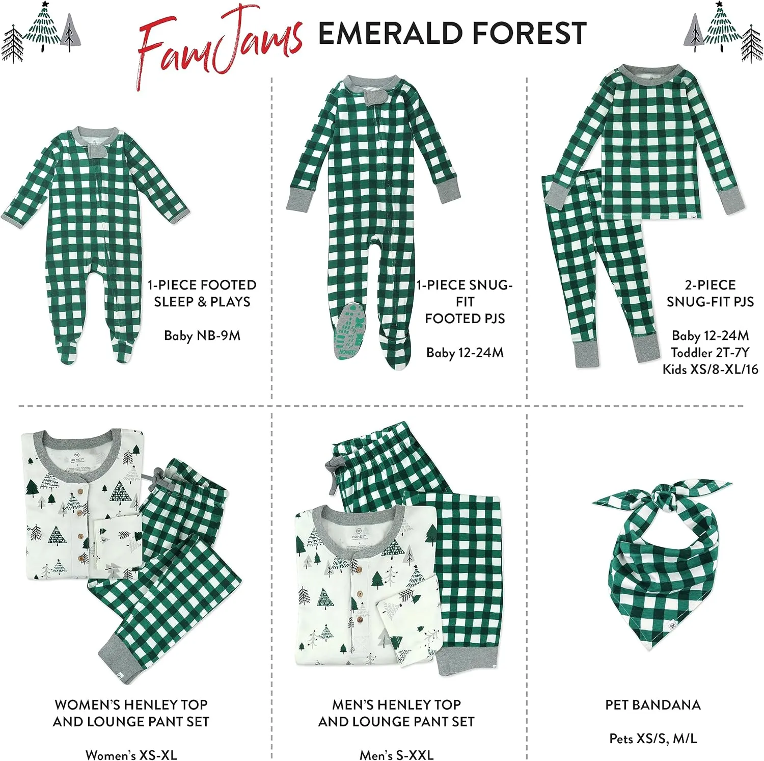 HonestBaby Family Matching Organic Cotton Holiday Pajamas