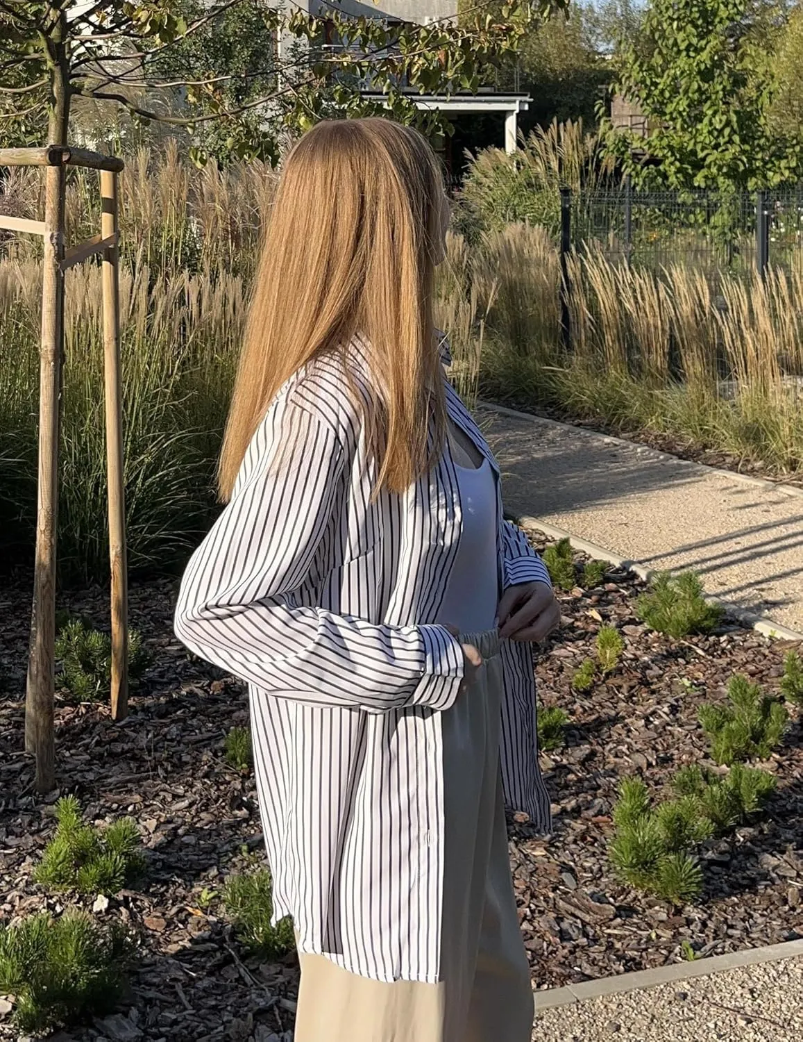 HOTOUCH Womens Striped Button Down Shirts Collared Shirt Casual Long Sleeve Business Office Work Blouses Tops