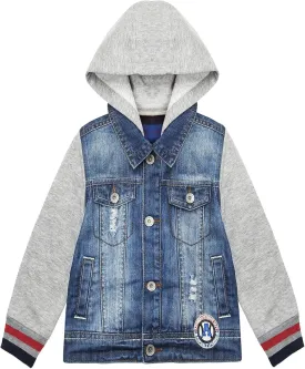 KIDSCOOL SPACE Little Girl Jean Jacket,Flower Embroidered Denim Outfits