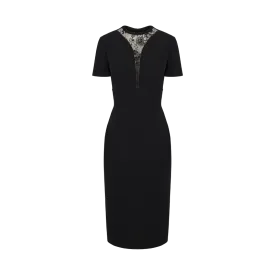 Lace-Paneled Midi Dress