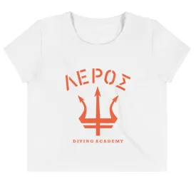 Leros Diving Academy 1991 Orange Logo Crop Tee
