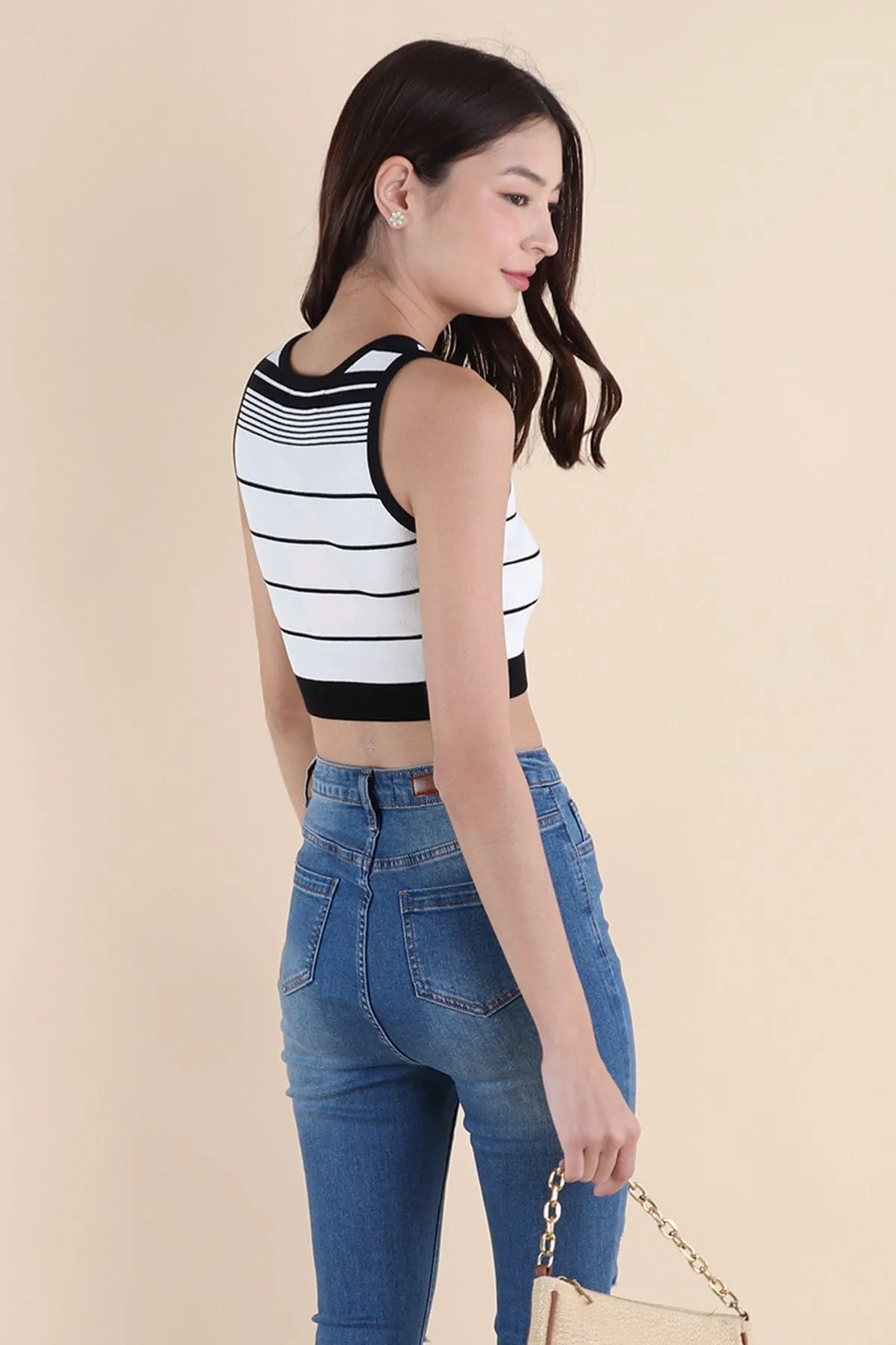 LEXLEY STRIPES KNIT TOP IN BLACK