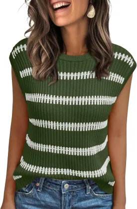 LILLUSORY Women's Summer Sweater Cap Sleeve Tops Sleeveless Tanks Knit Vest Spring Trendy Outfits 2025