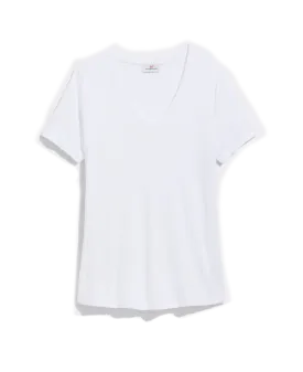 Linen V-Neck SS Shirt White