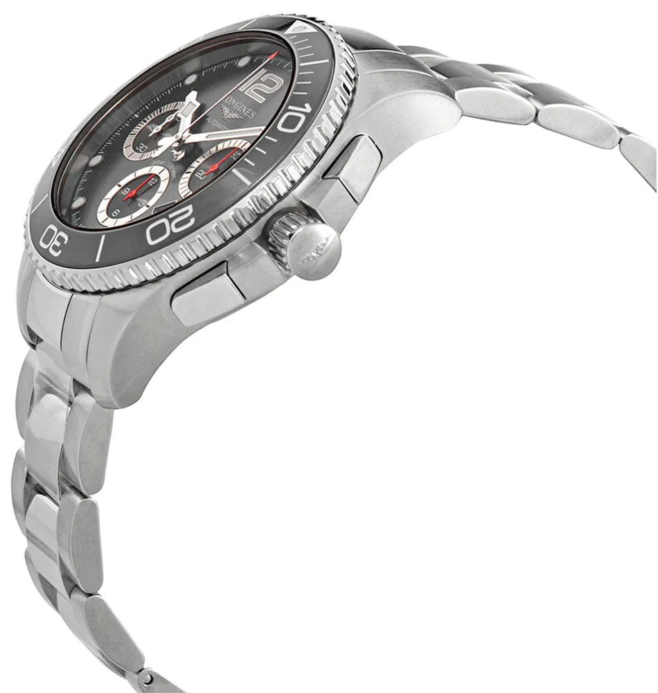 Longines HydroConquest Automatic Chronograph Stainless Steel Gray Dial Date Divers Mens Watch L3.883.4.76.6