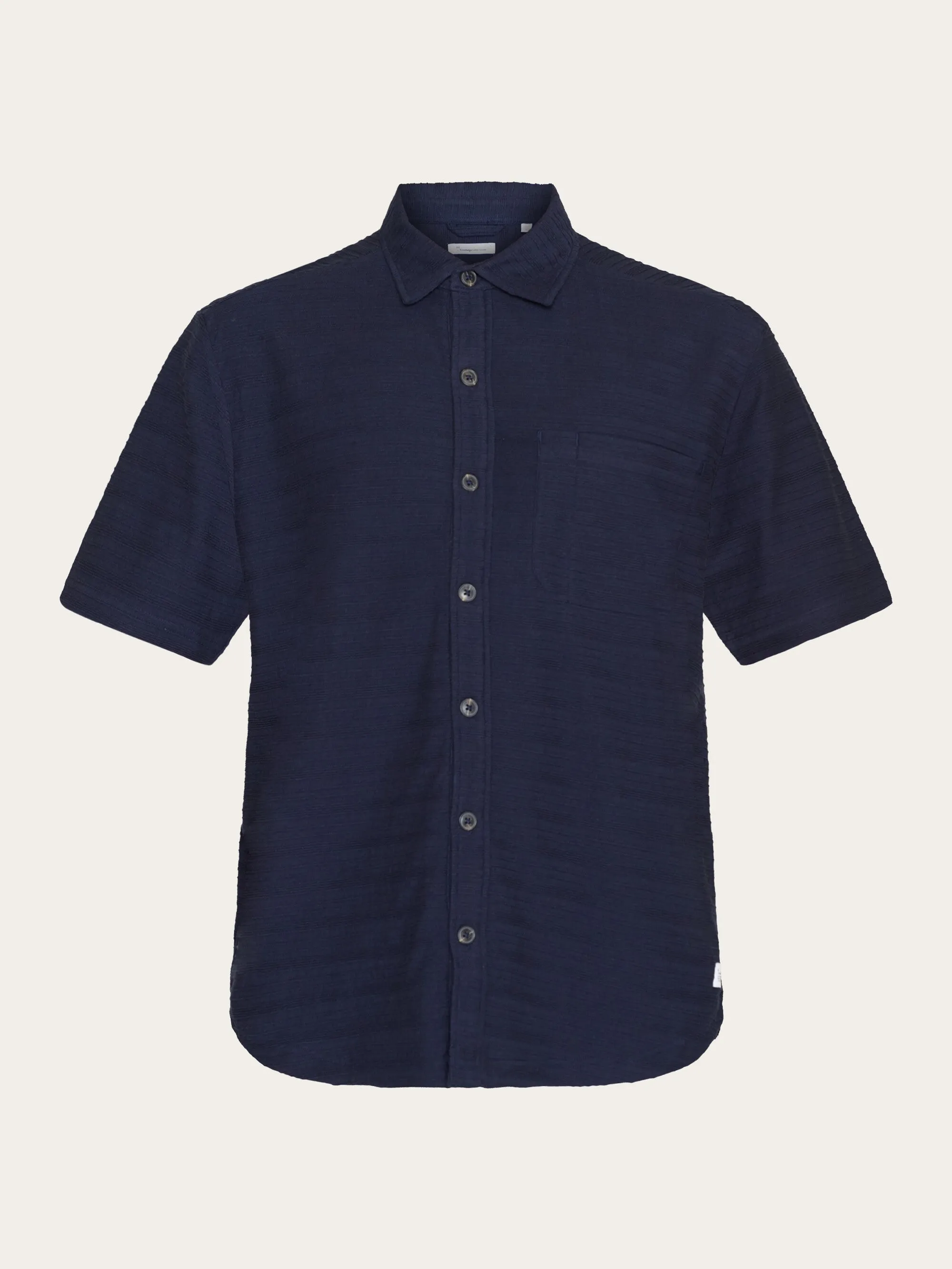Loose short sleeve cotton solid striped jersey shirt GOTS/Vegan - Night Sky