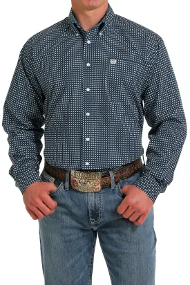 Men's Cinch Geometric Navy/Turquoise Button Down Shirt