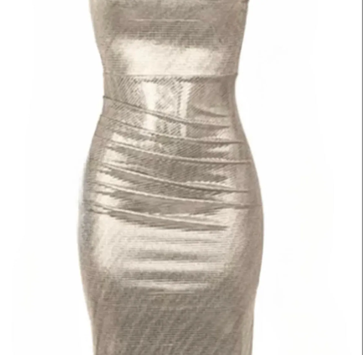 Metallic gold spaghetti strap dress
