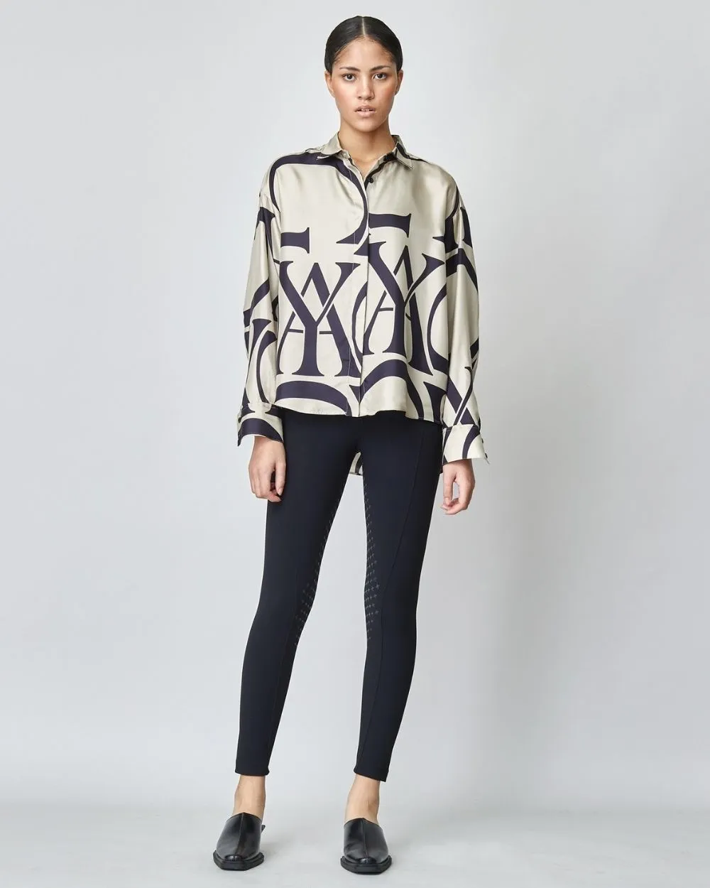 Monogram Silk Shirt Tan