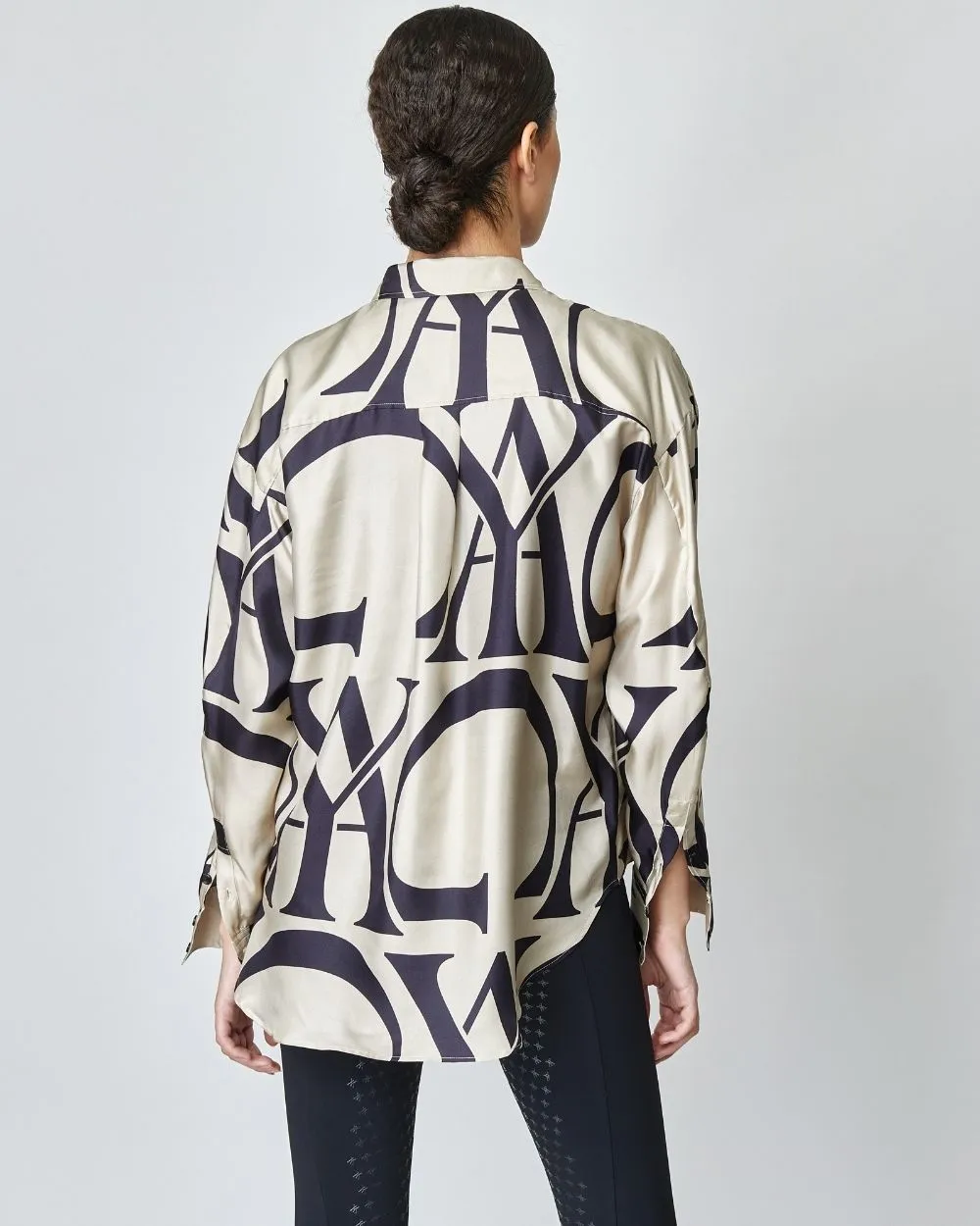 Monogram Silk Shirt Tan