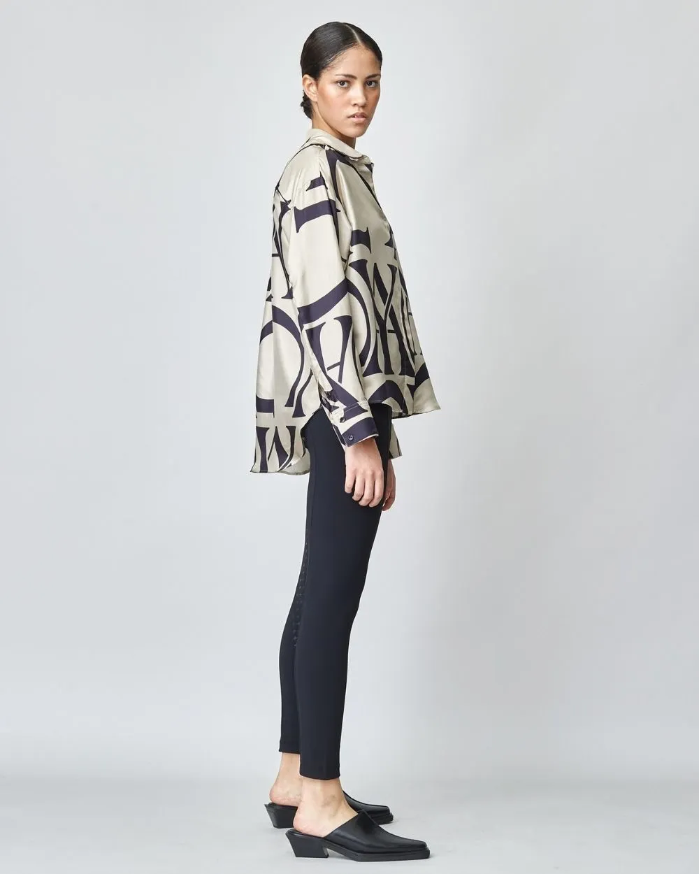 Monogram Silk Shirt Tan