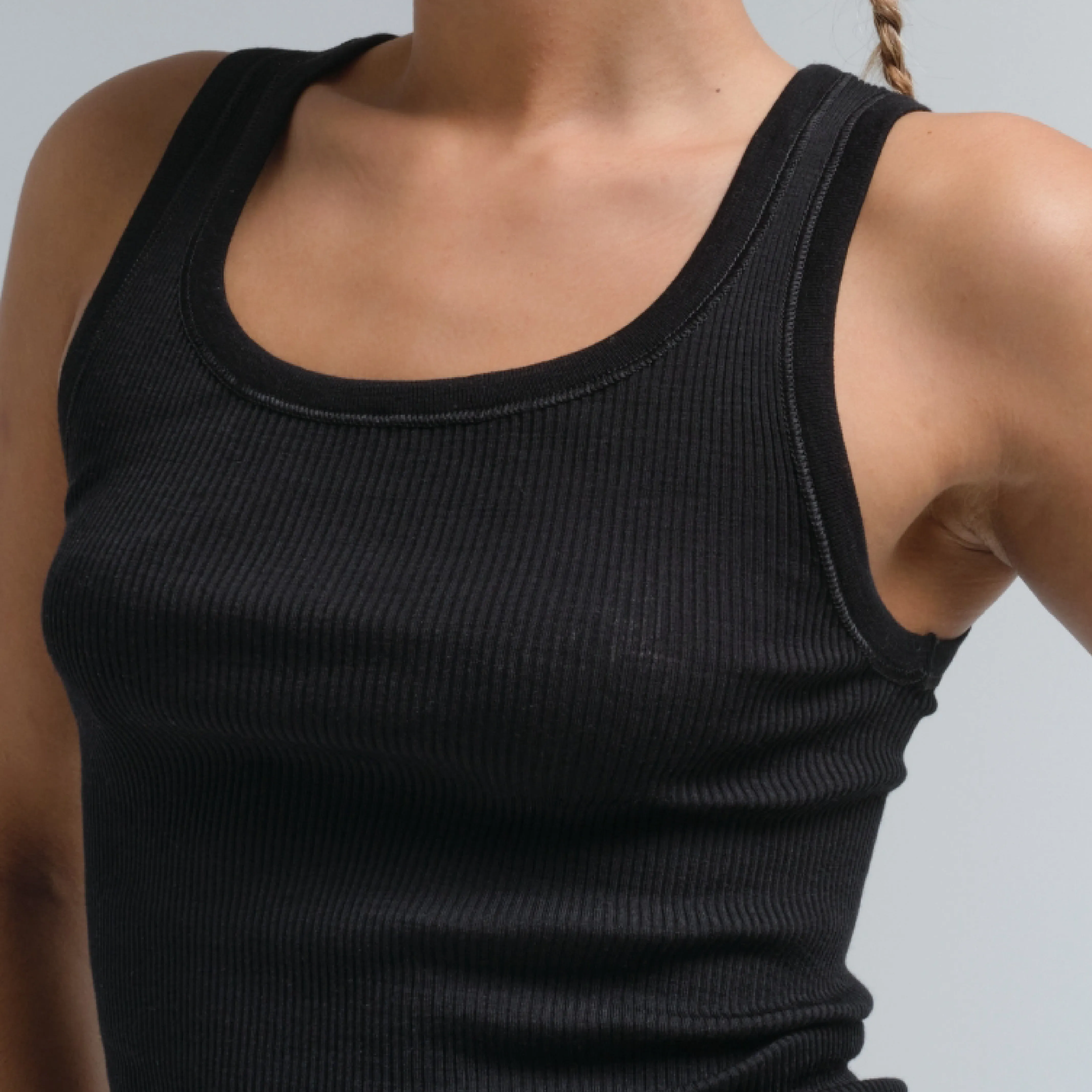 Mya Uld/Silke Top, Sort