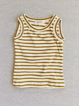 organic cotton tank top - natural/chartreuse stripe