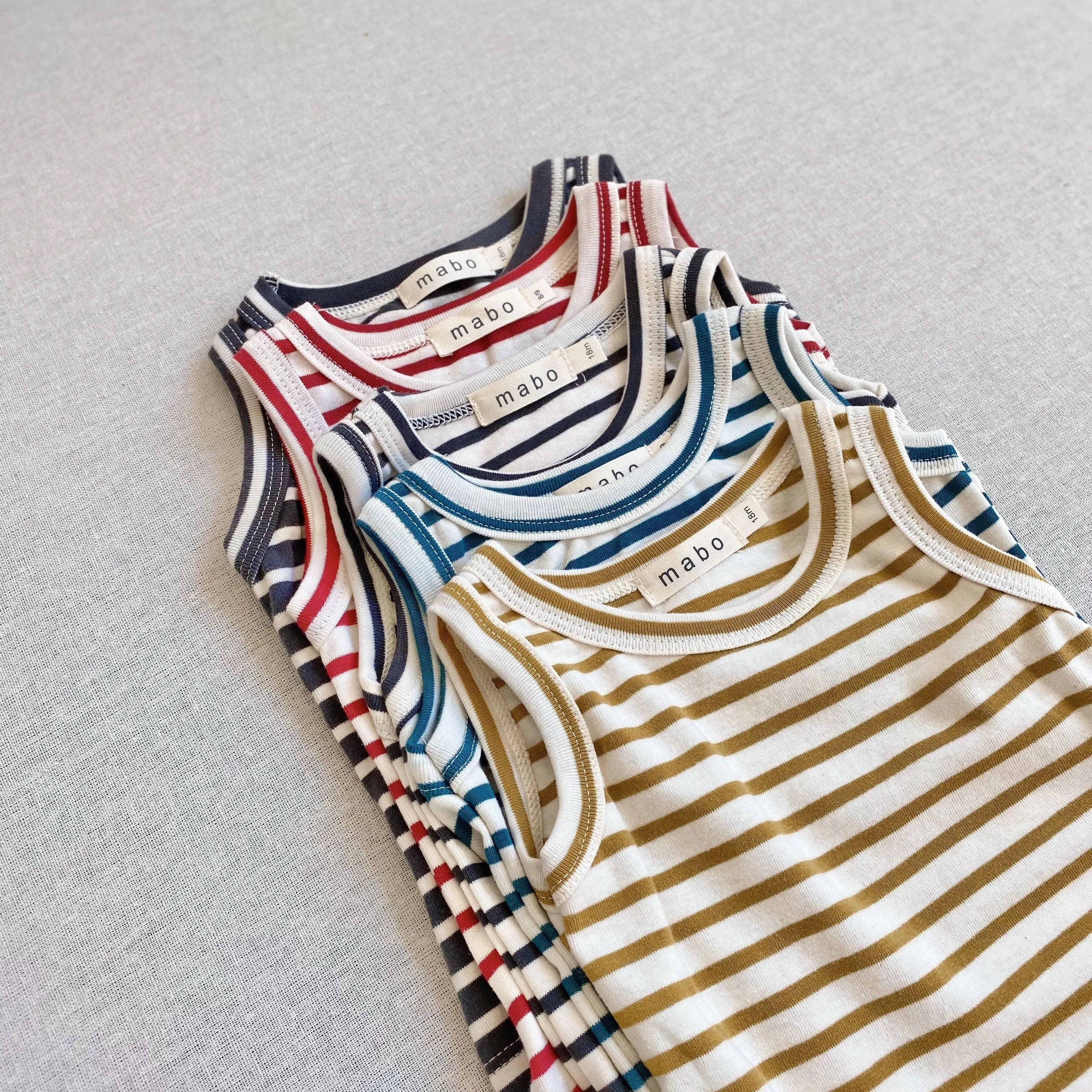 organic cotton tank top - natural/chartreuse stripe