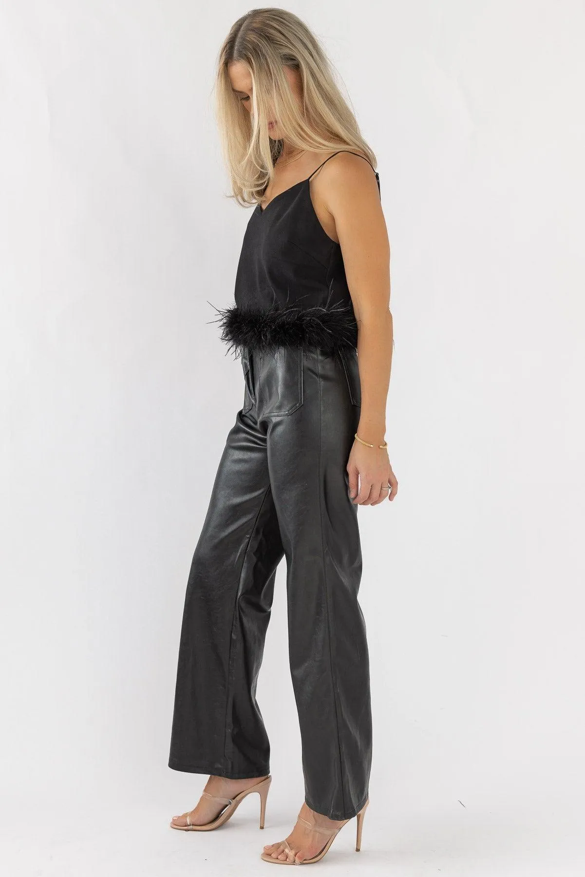 Party Ready Black Feather Tank - Final Sale