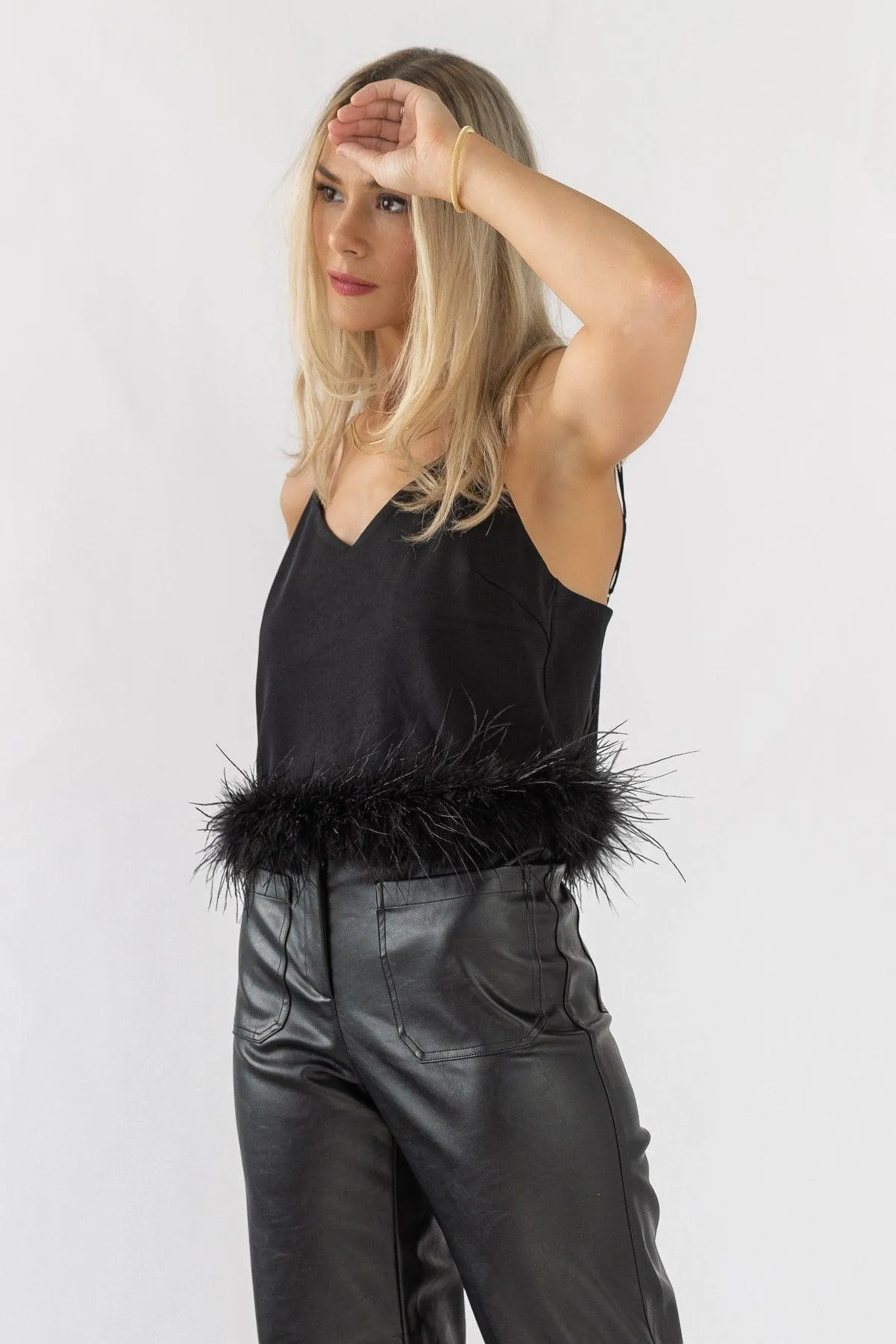 Party Ready Black Feather Tank - Final Sale