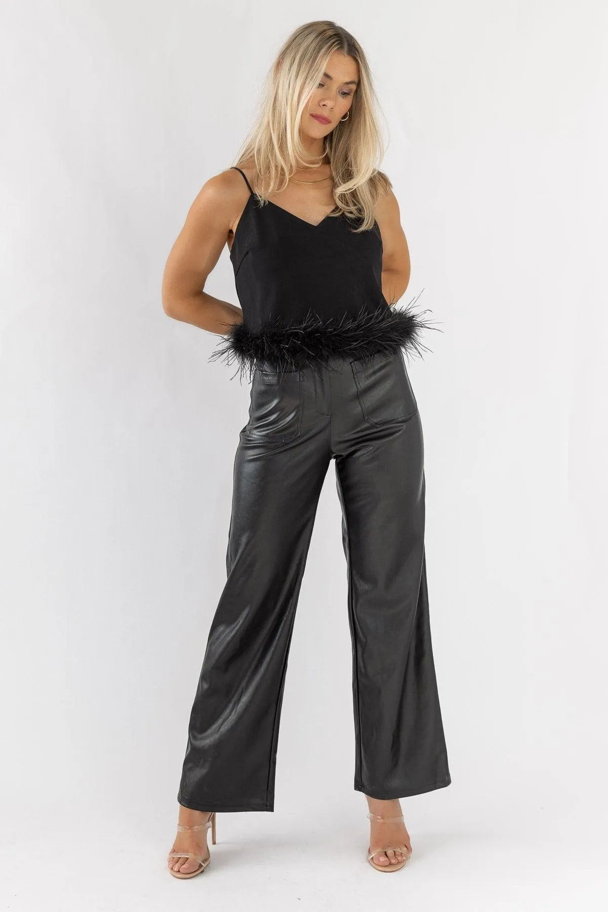 Party Ready Black Feather Tank - Final Sale