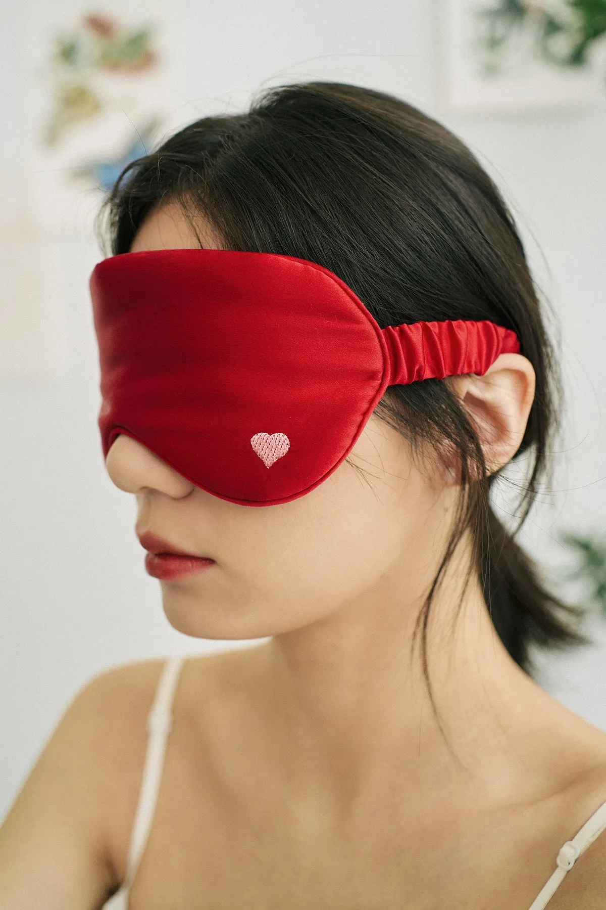 "Love Heart" Silk Sleep Eye Mask - Red
