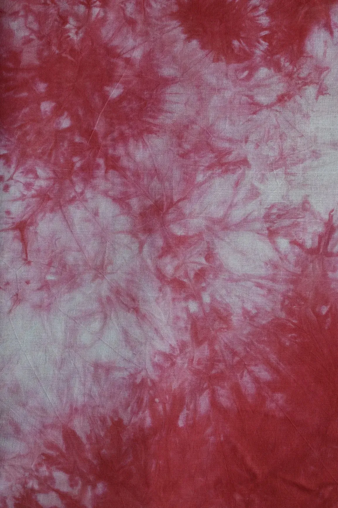 Red And Olive Tie & Dye Shibori Print On Pure Mul Cotton Fabric