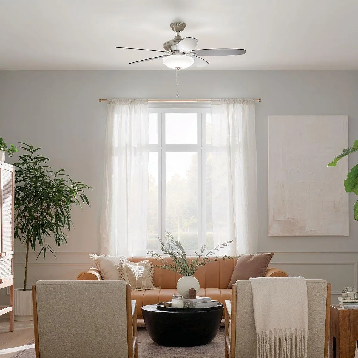 Renew Select 52 Inch Brushed Stainless Steel LED Ceiling Fan with Light Kit and Pull Chain