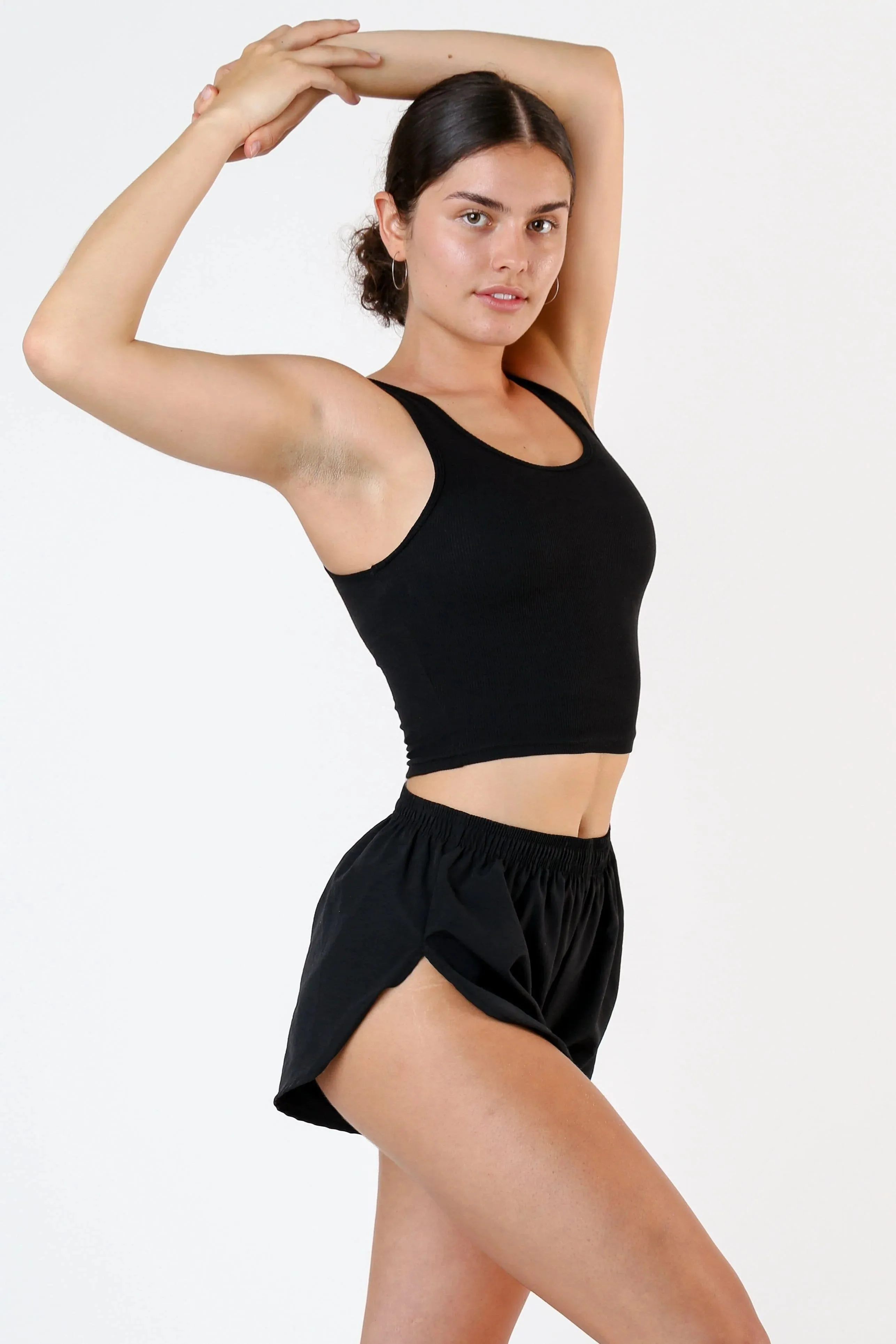 Rib Crop Tank Black