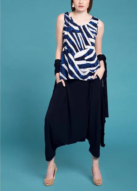 Side Slit Tank - Royal White Print