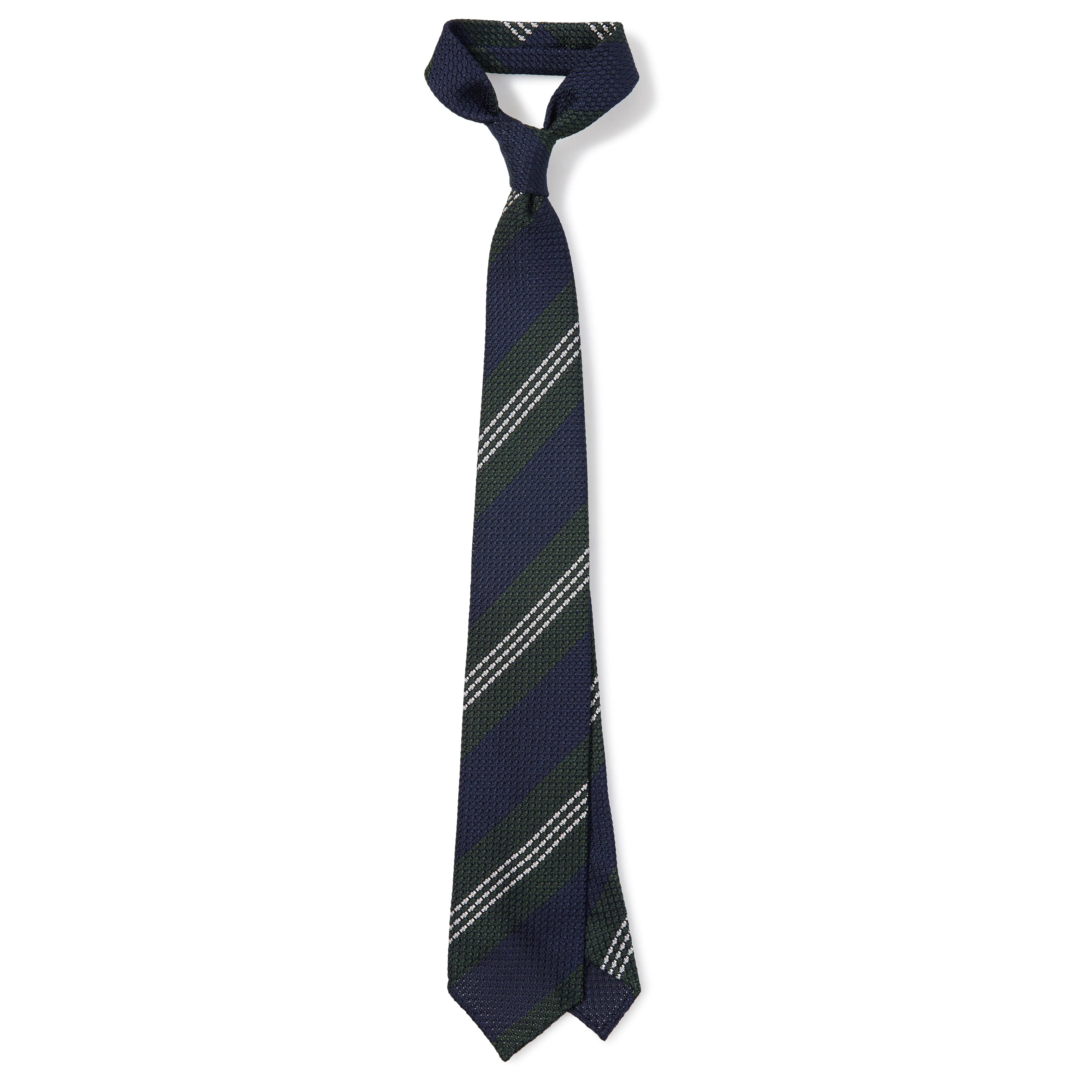 Silk Grossa Grenadine Block Stripe Hand-rolled Tie