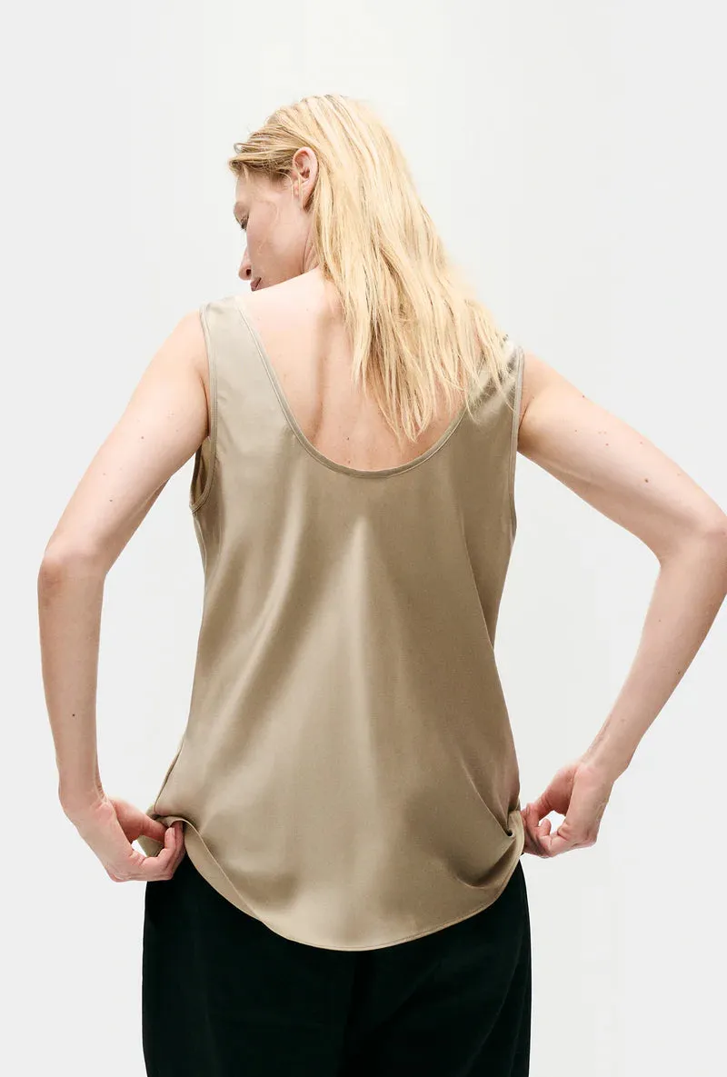Silk Laundry Scoop Neck Tank - Graphite