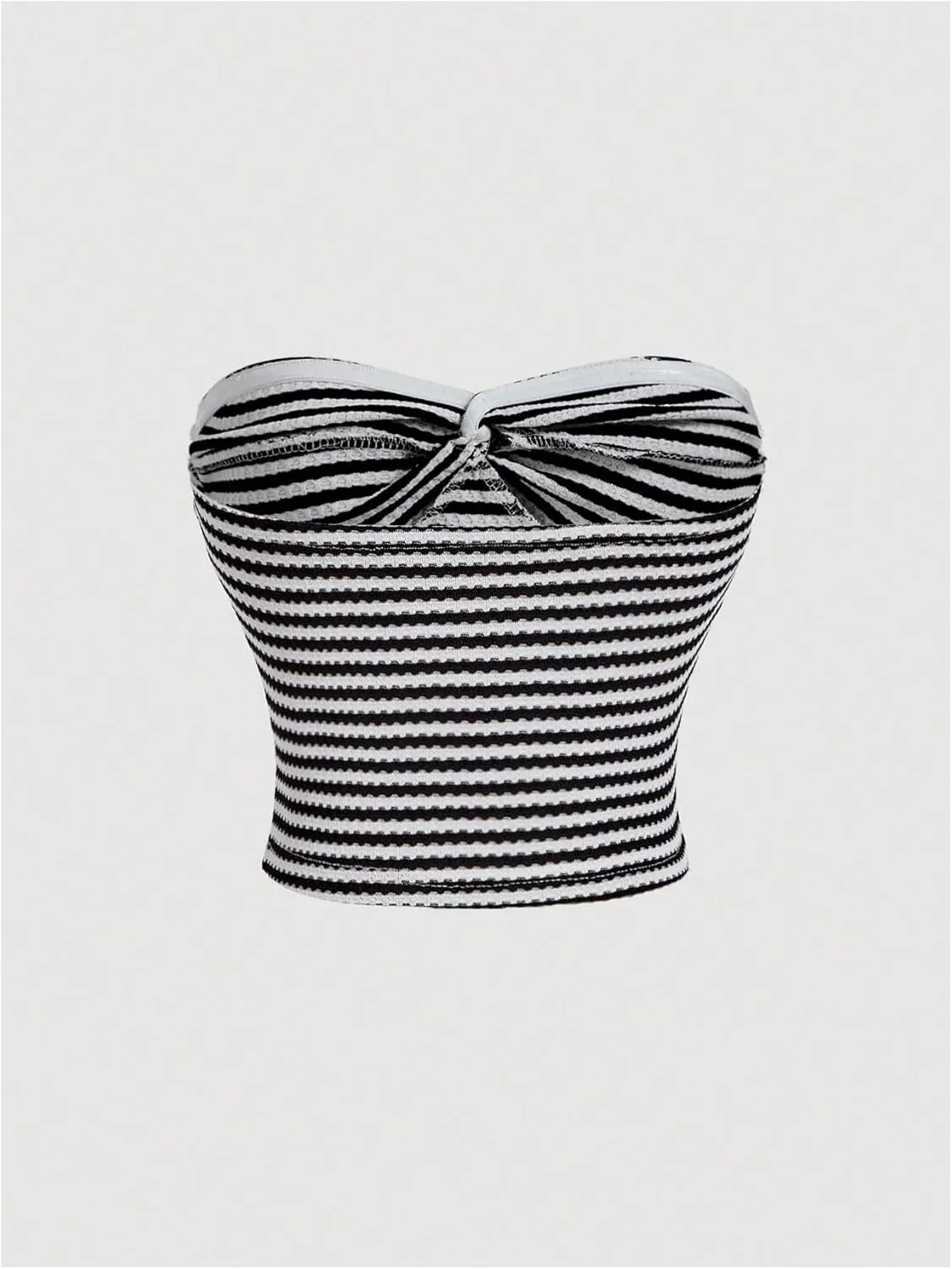 SOLY HUX Women's Striped Tube Tops Twist Front Sleeveless Bandeau Crop Tank Tops Beach Vacation Clothes