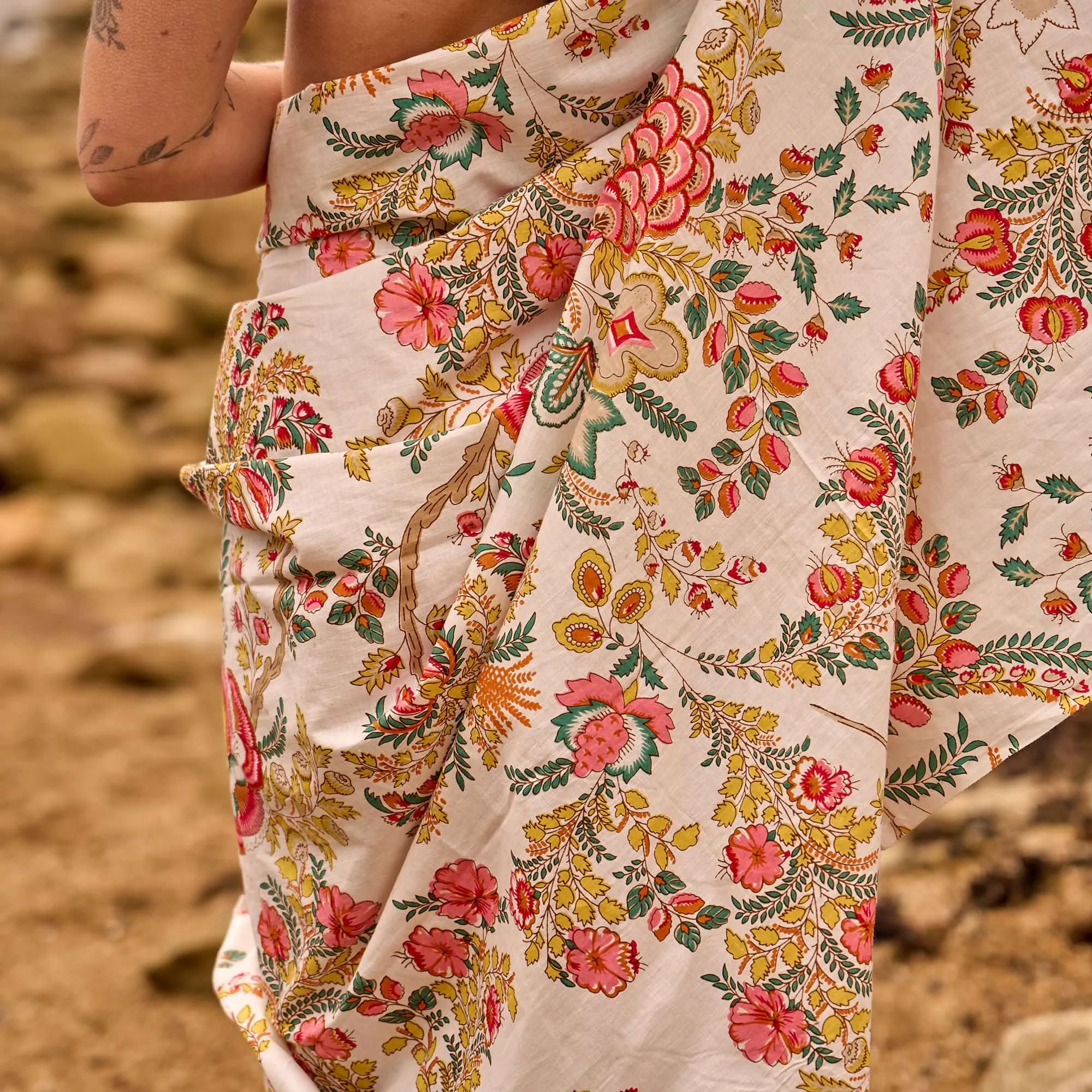 Sun Dancer Beach Wrap  Artisan Block Print Cotton Sarong