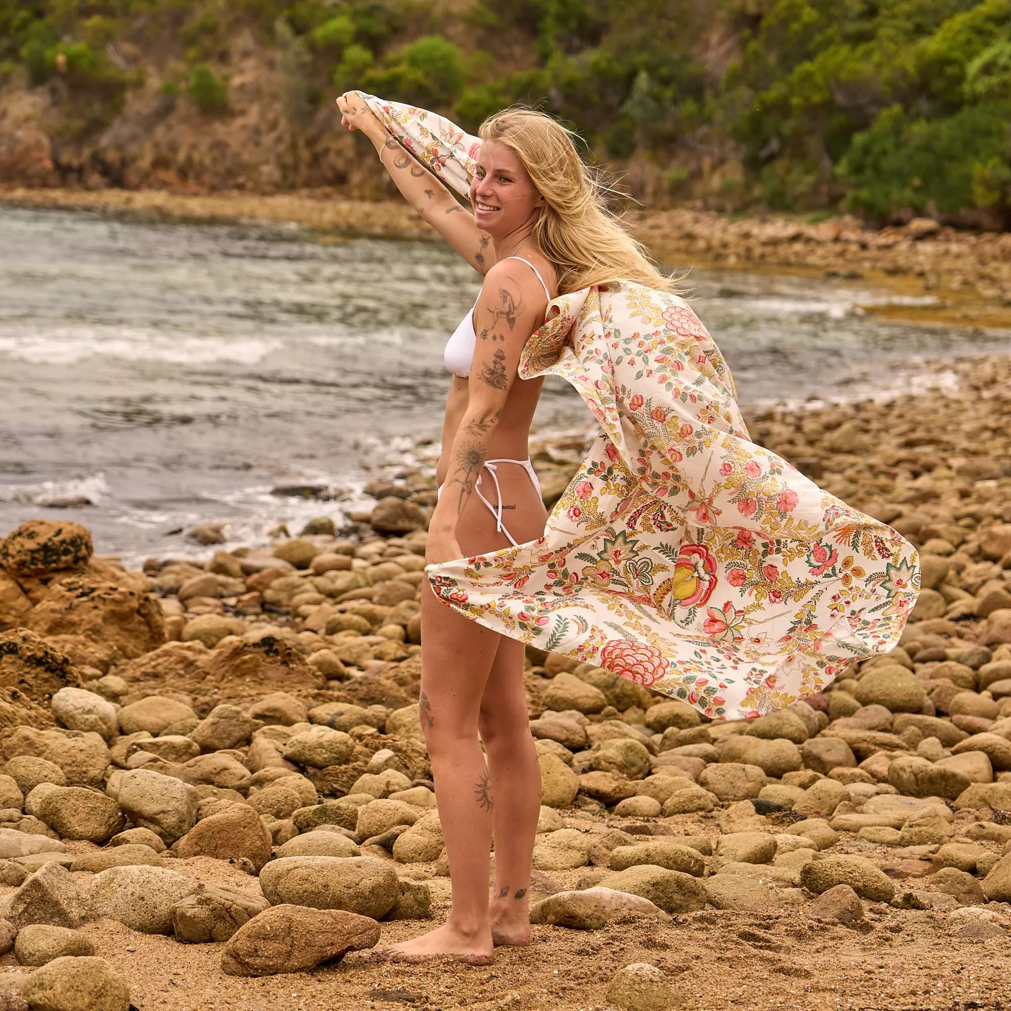 Sun Dancer Beach Wrap  Artisan Block Print Cotton Sarong