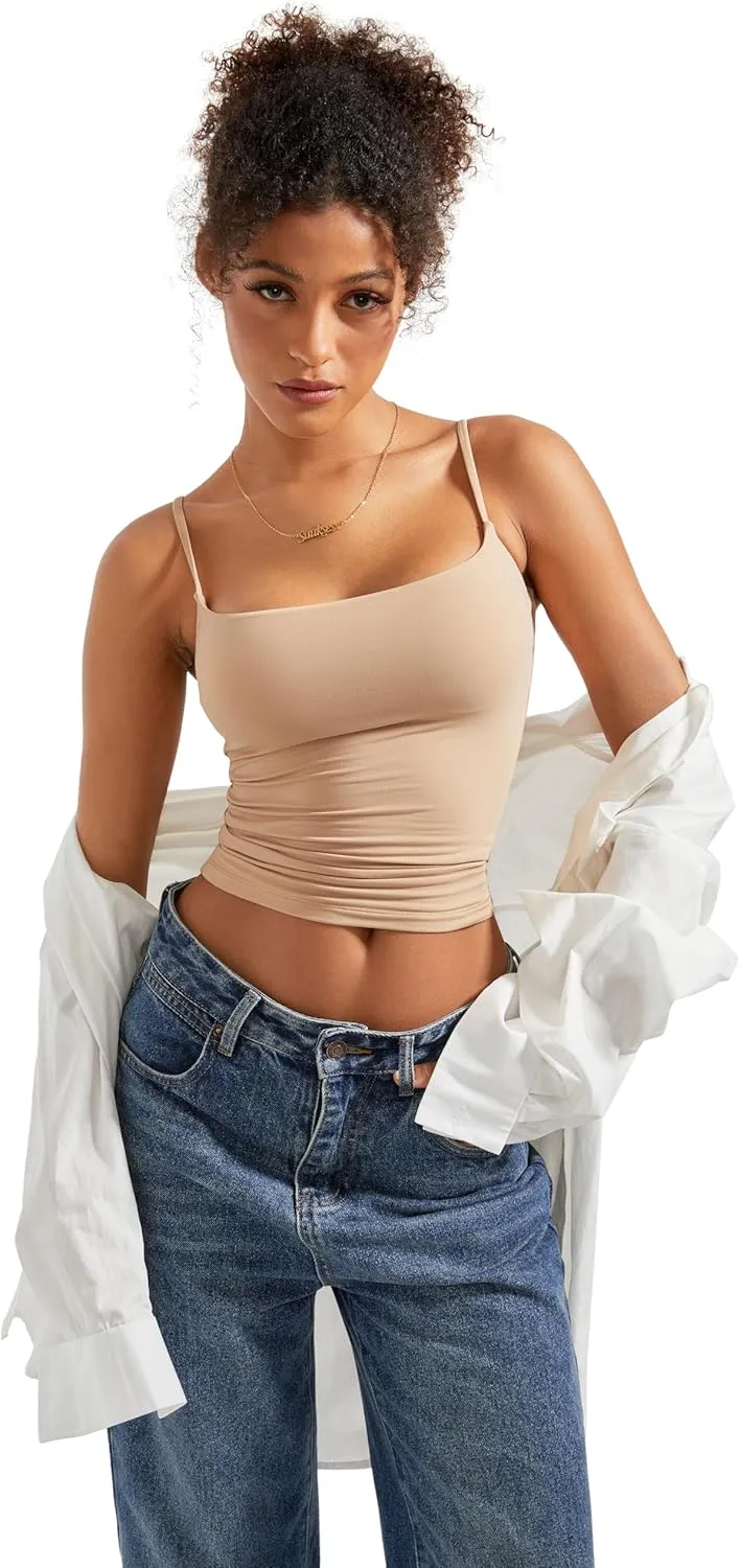 SUUKSESS Women Sexy Square Neck Tank Top Summer Y2K Going Out Basic Cami Shirt