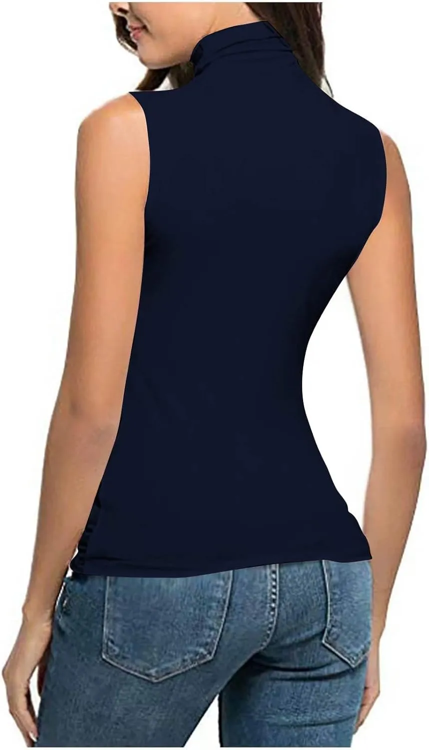 TANGNADE Sleeveless Turtlenecks for Women Tunic Plus Size Mock Neck Soft Tank Tops Basic Stretch Slim Fit Undershirts