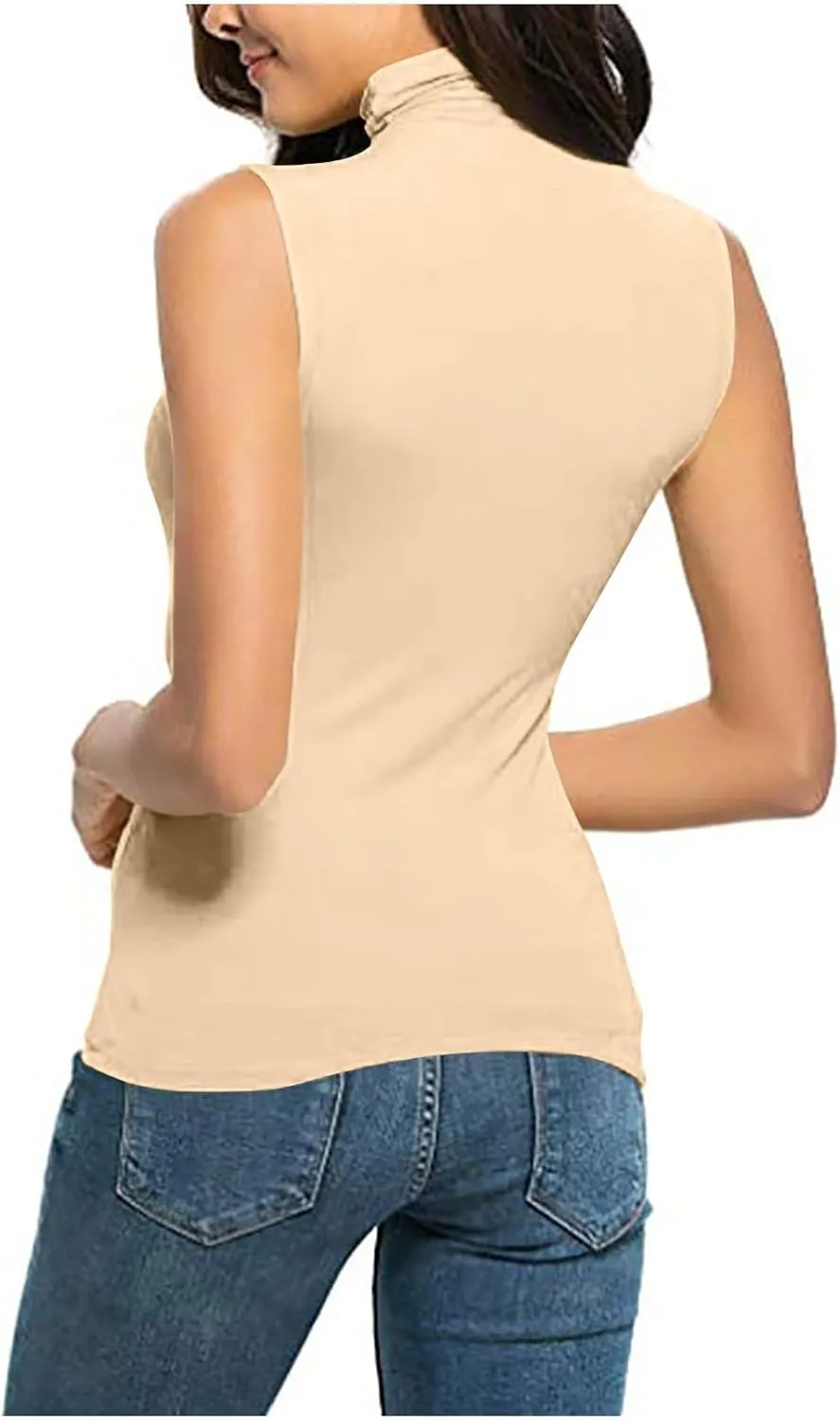 TANGNADE Sleeveless Turtlenecks for Women Tunic Plus Size Mock Neck Soft Tank Tops Basic Stretch Slim Fit Undershirts